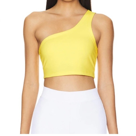 Spiritual Gangster Cruz One Shoulder Tank Crop Top Sunflower Yellow Medium NWT